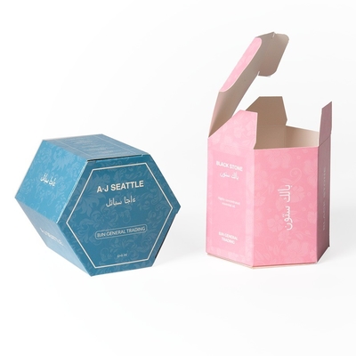 Düzensiz Altıgen Şekilli Kağıt Hediye Kutusu Tuck End Eye Catching Packaging Low MOQ
